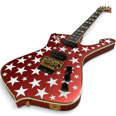 Custom Axis Iceman Paul Stanley Floyd Rose Tremolo Guitar Metallic Red White Stars