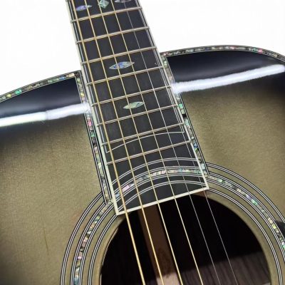 Custom Vertex Platinum Gray Burst Solid Spruce Top OM45 Acoustic Electric Guitar Fishman EQ - Image 2