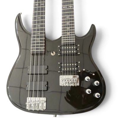 Custom Axis Gloss Black Double Neck 6 String Guitar And 4 String Bass