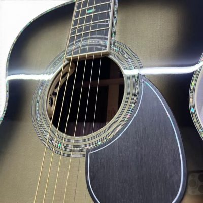 Custom Vertex Platinum Gray Burst Solid Spruce Top OM45 Acoustic Electric Guitar Fishman EQ - Image 3