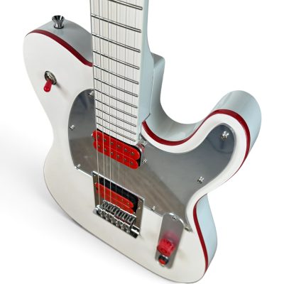 Custom Regent John 5 White Ghost Electric Guitar Mirrored Chrome Pickguard Red Binding - Image 6