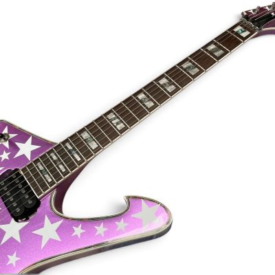 Custom Axis Iceman Paul Stanley Floyd Rose Tremolo Guitar Metallic Purple White Stars - Image 8