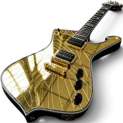 Custom Axis Iceman Gold Cracked Mirror Crystal Paul Stanley Finish Electric Guitar - Image 6