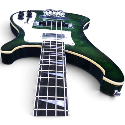 Custom Nova 4003 Transparent Green Burl Top 4 String Bass - Image 4
