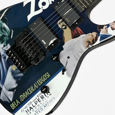 Custom Obsidian Hand Painted Black White Zombie Graphic Kirk Hammett Electric Guitar - Image 8
