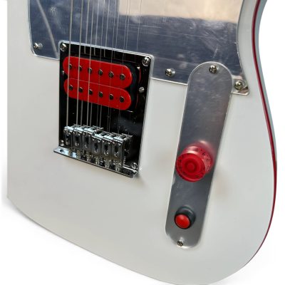 Custom Regent John 5 White Ghost Electric Guitar Mirrored Chrome Pickguard Red Binding - Image 5