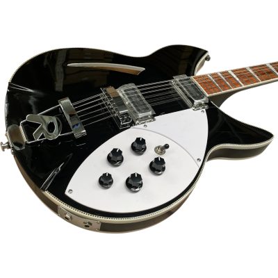 Custom Nova Checkerboard Bindings Black 360 George Harrison Finish 12 String Guitar - Image 6