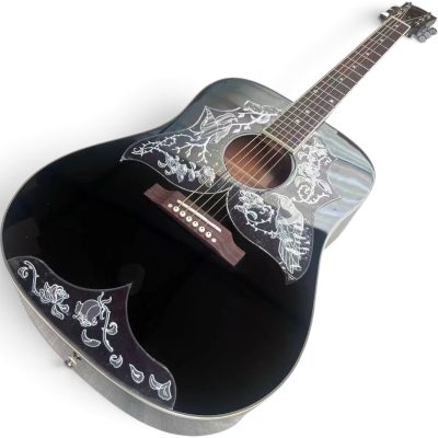 Custom Crown Ebony Kirk Hammett Raven Acoustic Electric Guitar Fishman EQ