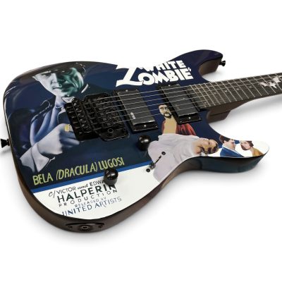 Custom Obsidian Hand Painted Black White Zombie Graphic Kirk Hammett Electric Guitar