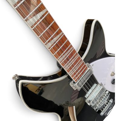 Custom Nova Checkerboard Bindings Jetglo Black 360 George Harrison Finish 12 String Guitar - Image 11