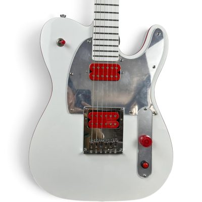 Custom Regent John 5 White Ghost Electric Guitar Mirrored Chrome Pickguard Red Binding