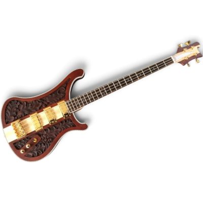 Custom Nova Lemmy Kilmister 4004 Walnut Stain Finish Engrave Carved 4 String Bass - Image 8