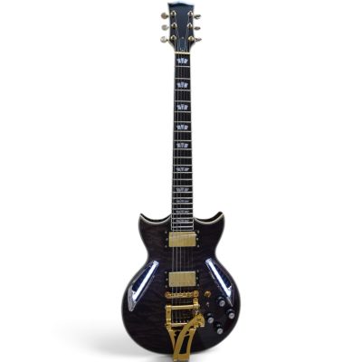 Custom Crown ES335 Bigsby Tailpiece Transparent Black Burst Ace Frehley Integrated LED Guitar - Image 2