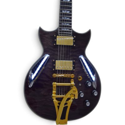 Custom Crown ES335 Bigsby Tailpiece Transparent Black Burst Ace Frehley Integrated LED Guitar