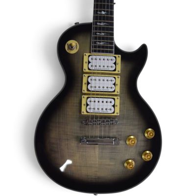 Custom Crown Ace Frehley Kiss Translucent Gray Burst Flamed Maple Top Guitar