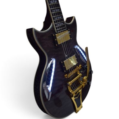 Custom Crown ES335 Bigsby Tailpiece Transparent Black Burst Ace Frehley Integrated LED Guitar - Image 8