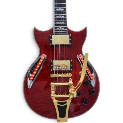 Custom Crown ES335 Bigsby Tailpiece Wine Red Burst Ace Frehley Integrated LED Guitar