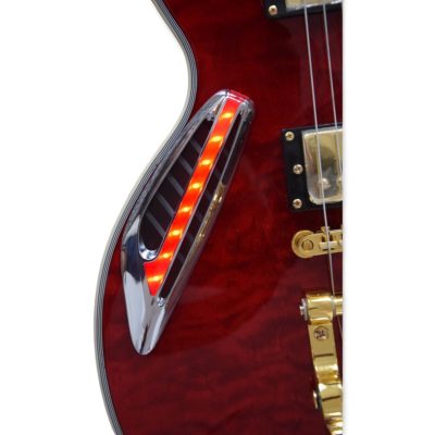 Custom Crown ES335 Bigsby Tailpiece Wine Red Burst Ace Frehley Integrated LED Guitar - Image 9
