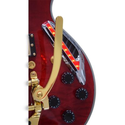 Custom Crown ES335 Bigsby Tailpiece Wine Red Burst Ace Frehley Integrated LED Guitar - Image 8