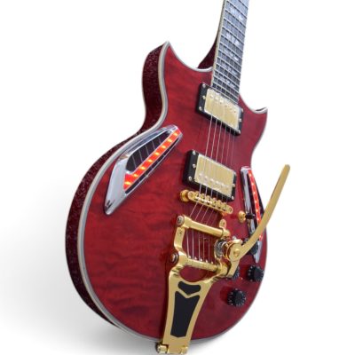 Custom Crown ES335 Bigsby Tailpiece Wine Red Burst Ace Frehley Integrated LED Guitar - Image 5