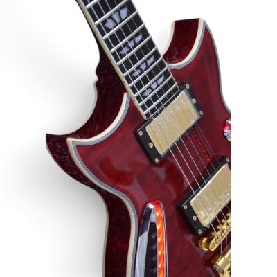 Custom Crown ES335 Bigsby Tailpiece Wine Red Burst Ace Frehley Integrated LED Guitar - Image 4