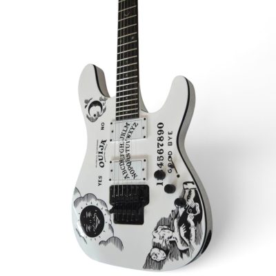 Custom Obsidian Kirk Ouija Board White Good Bye Guitar Floyd Rose Tremolo