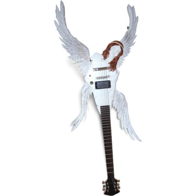Custom Obsidian Hand Painted Angel White Alfee Engrave Carved Electric Guitar - Image 9