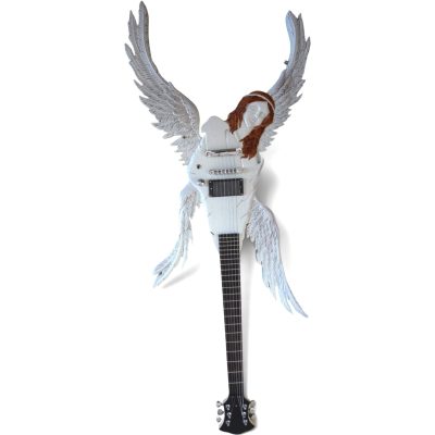 Custom Obsidian Hand Painted Angel White Alfee Engrave Carved Electric Guitar - Image 8