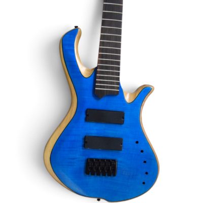 Custom Onyx Patriot Matte Blue Burst Flamed Maple Top 5 String Bass