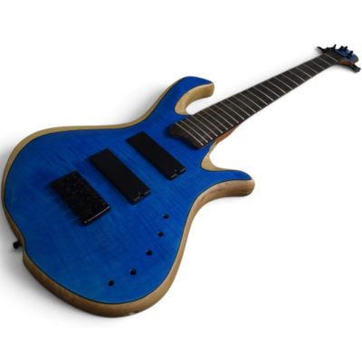Custom Onyx Patriot Matte Blue Burst Flamed Maple Top 5 String Bass - Image 2