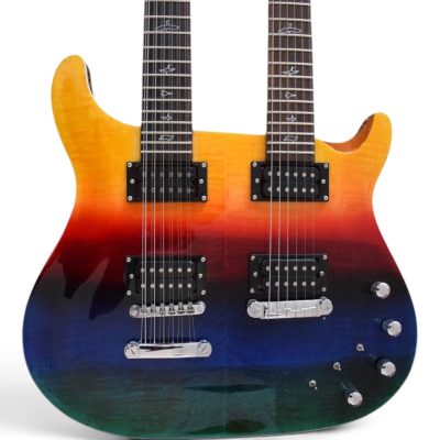 Custom Monarch 6 String And 12 String Guitar Prism Rainbow Burst Double Neck
