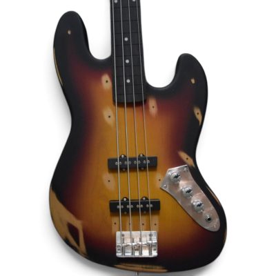 Custom Regent Jaco Pastorius Relic Aged Tobacco Sunburst 4 String Jazz Bass No Frets