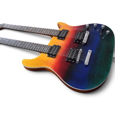 Custom Monarch 6 String And 12 String Guitar Prism Rainbow Burst Double Neck - Image 7