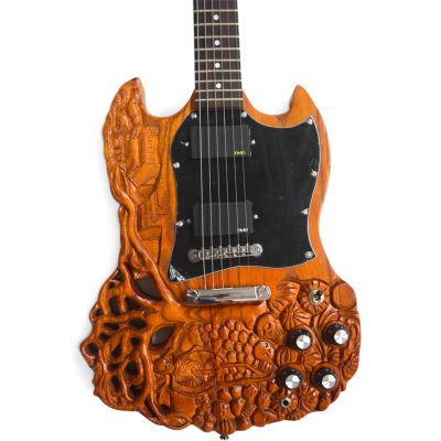 Custom Crown SG Engrave Carved Skull Bones Electric Guitar
