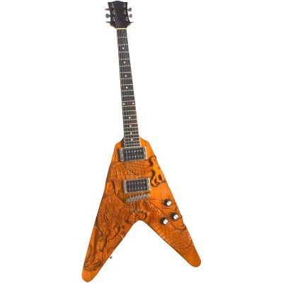Custom Crown Dragon Engrave Carved Dargon Flying V 6 String Guitar - Image 5