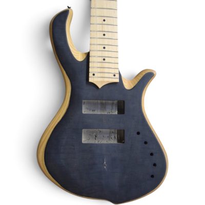 Custom Onyx Patriot Matte Gray Burst Flamed Maple Top 6 String Bass