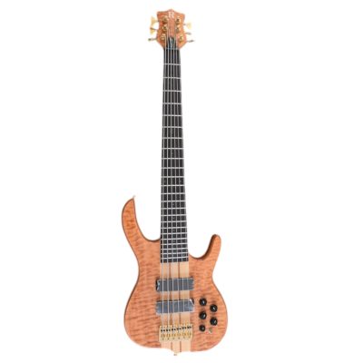 Custom Denver Smith Elite Figured Wood Quilted Maple 6 String Bass Ebony Fretboard Red LED - Image 7