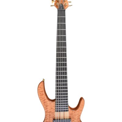Custom Denver Smith Elite Figured Wood Quilted Maple 6 String Bass Ebony Fretboard Red LED - Image 8