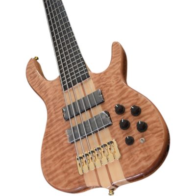 Custom Denver Smith Elite Figured Wood Quilted Maple 6 String Bass Ebony Fretboard Red LED - Image 10