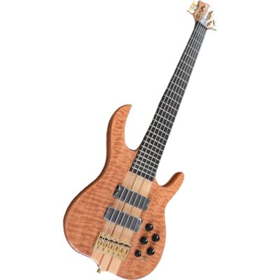 Custom Denver Smith Elite Figured Wood Quilted Maple 6 String Bass Ebony Fretboard Red LED - Image 11