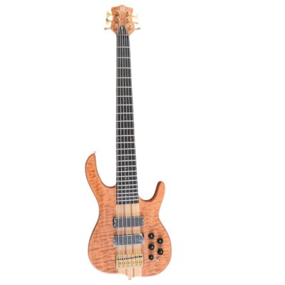 Custom Denver Smith Elite Figured Wood Quilted Maple 6 String Bass Ebony Fretboard Red LED - Image 12