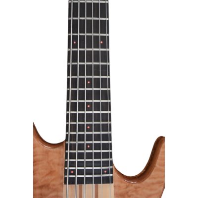 Custom Denver Smith Elite Figured Wood Quilted Maple 6 String Bass Ebony Fretboard Red LED - Image 13