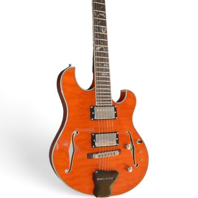 Custom Vesper Region PL G2 Amber Orange Flamed Maple Top Quilted Maple Back Guitar