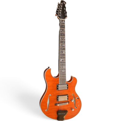 Custom Vesper Region PL G2 Amber Orange Flamed Maple Top Quilted Maple Back Guitar - Image 5