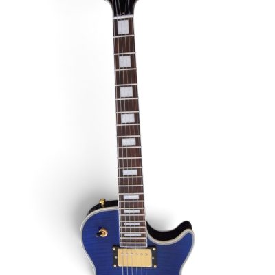 Custom Crown Alex Lifeson Fhole Florentine Cutaway Translucent Blue Semi Hollow Guitar - Image 5