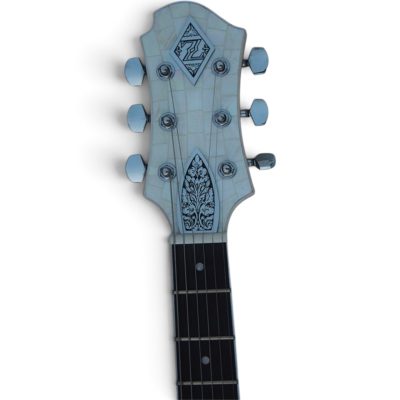 Custom Abyss Ronnie Wood CS24PF Mosaic White Mother Of Pearl And Green Abalone Electric Guitar - Image 4