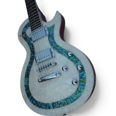 Custom Abyss Ronnie Wood CS24PF Mosaic White Mother Of Pearl And Green Abalone Electric Guitar - Image 6