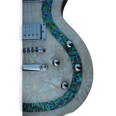 Custom Abyss Ronnie Wood CS24PF Mosaic White Mother Of Pearl And Green Abalone Electric Guitar - Image 7