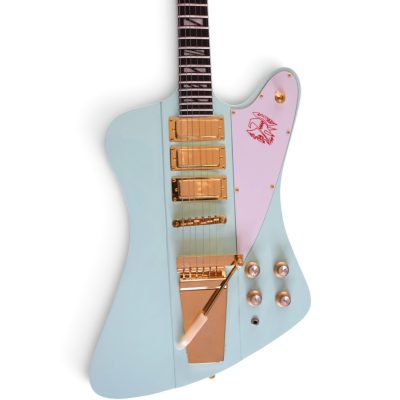 Custom Crown Firebird VII Frost Blue Finish Three Pickups Guitar Mini Humbuckers