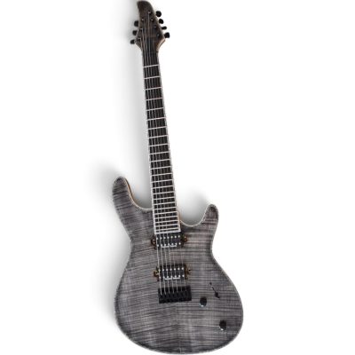 Custom Onyx Regius Gray Burst Flamed Maple Top 7 String Guitar - Image 9